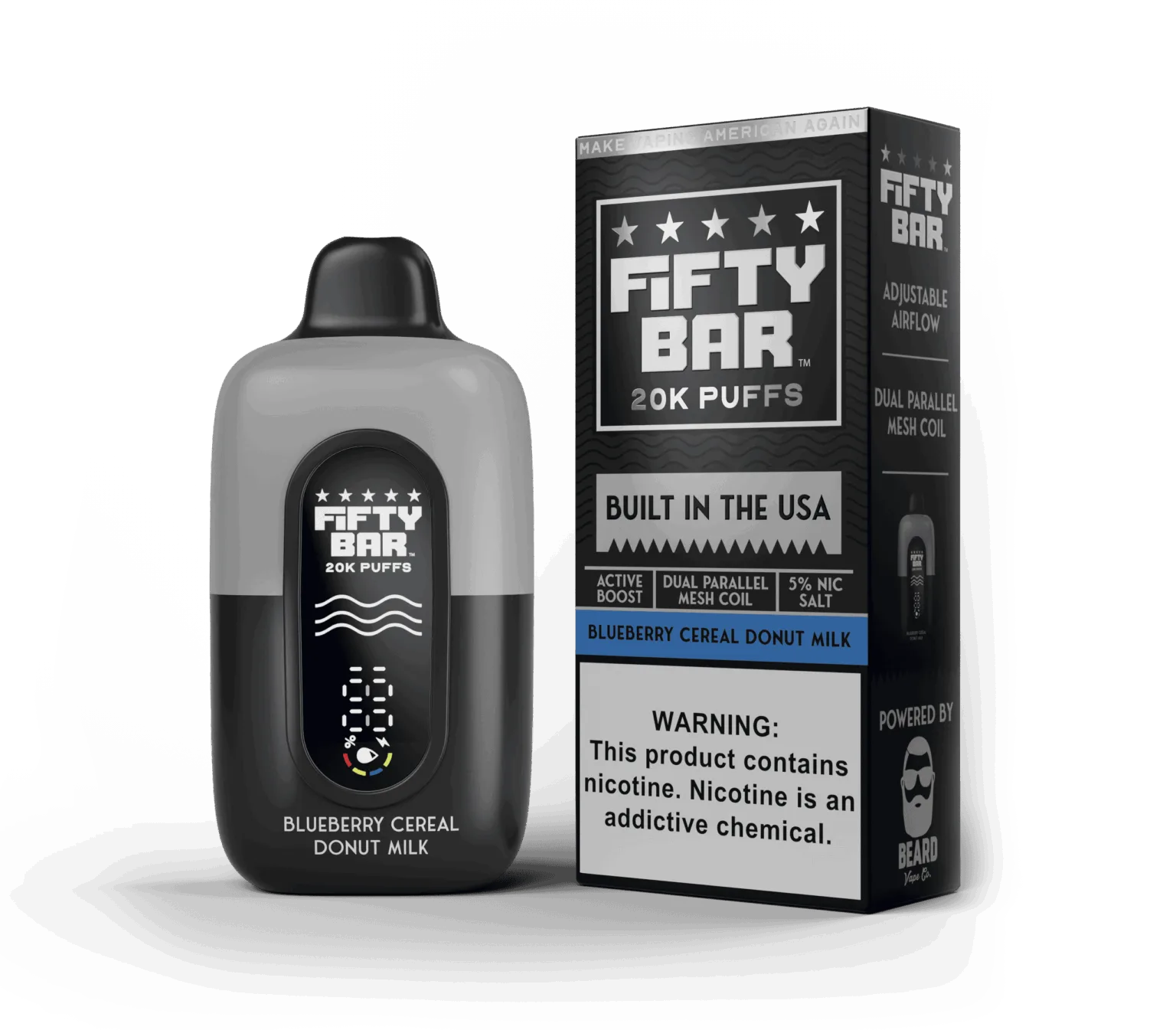 Blueberry Cereal Donut Milk Fifty Bar Black Series disposable vape