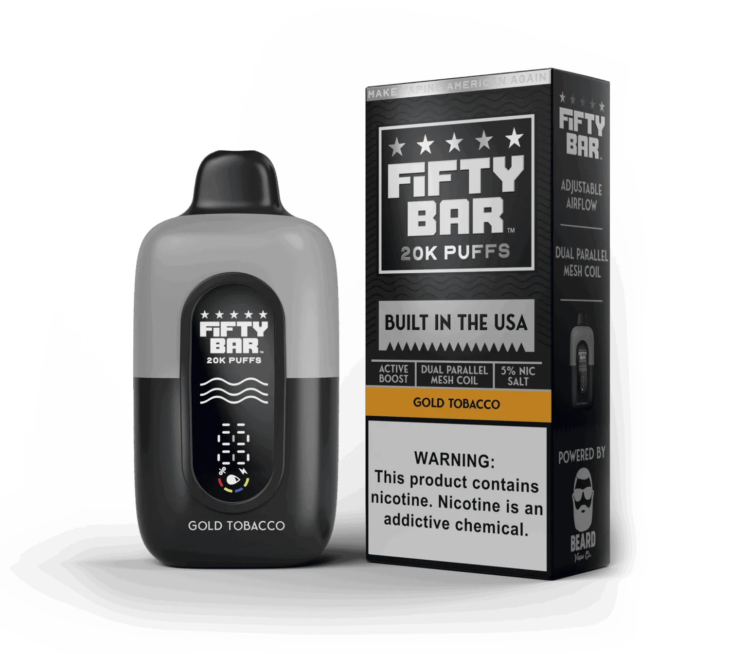 Gold Tobacco Fifty Bar Black Series disposable vape