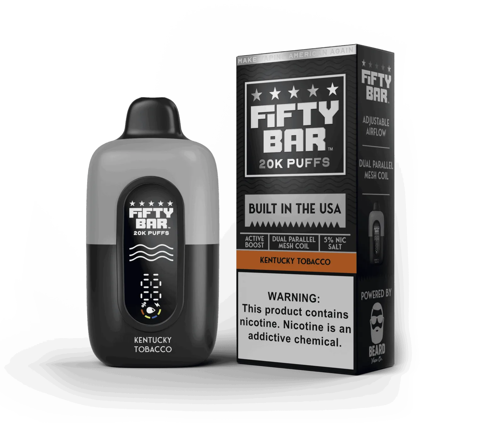 Kentucky Tobacco Fifty Bar Black Series disposable vape