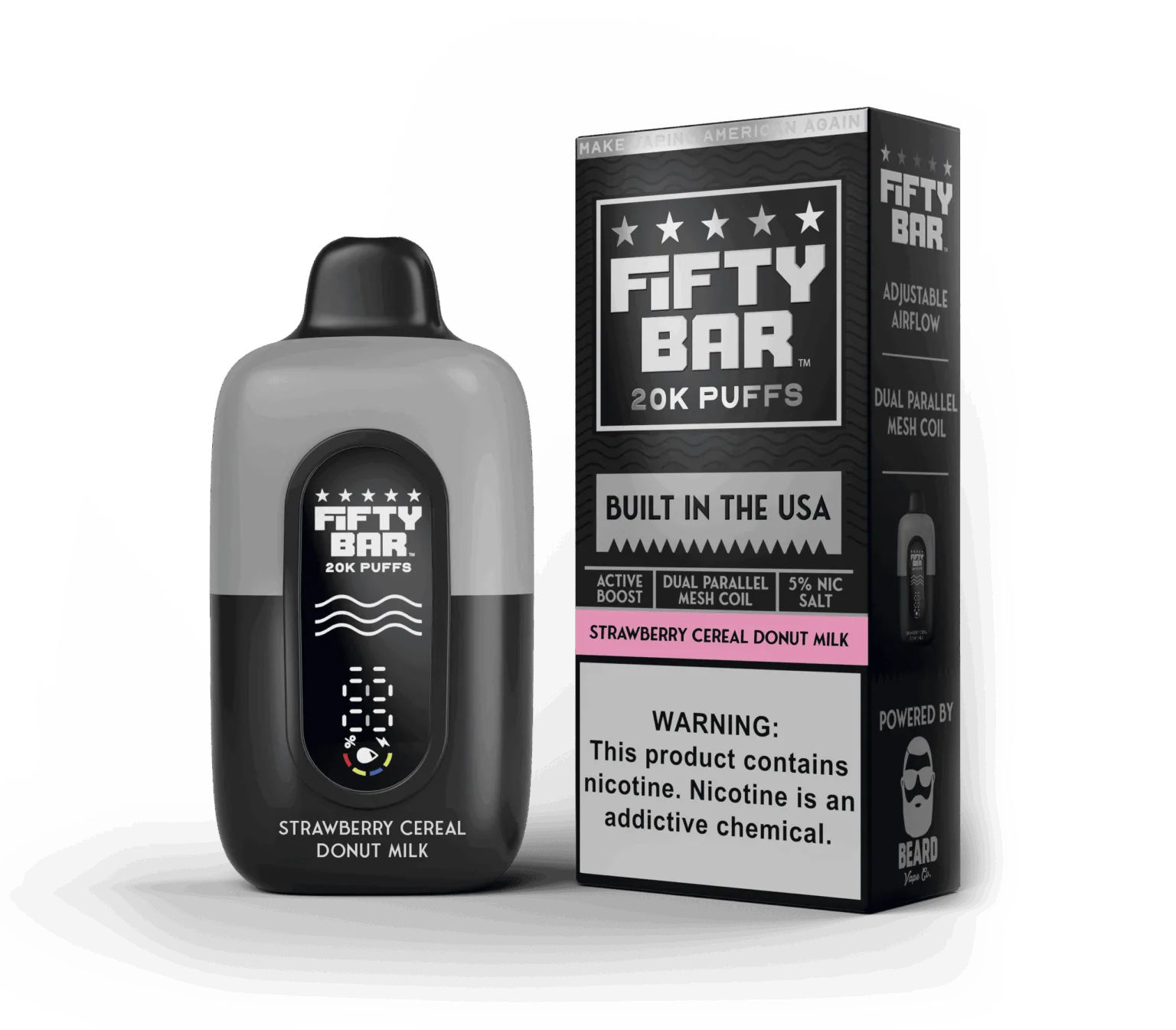 Strawberry Cereal Donut Milk Fifty Bar Black Series disposable vape
