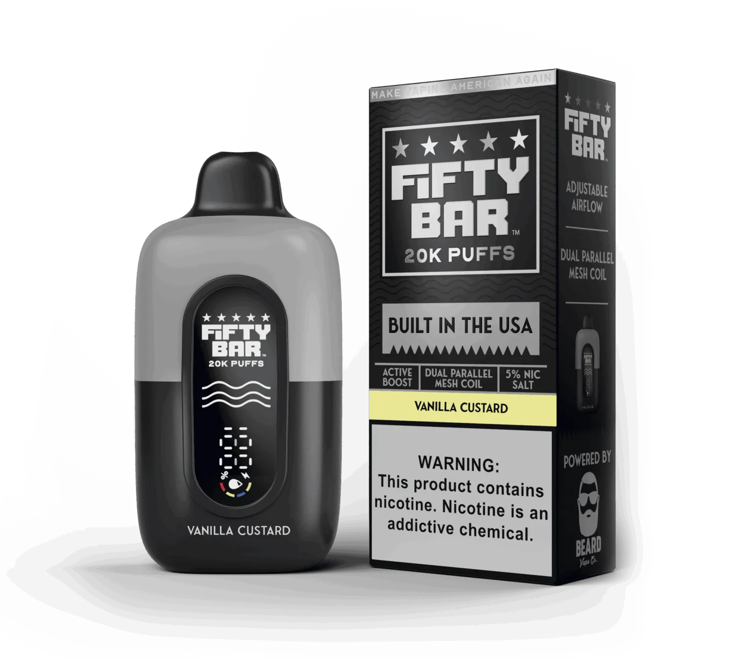 Vanilla Custard Fifty Bar Black Series disposable vape