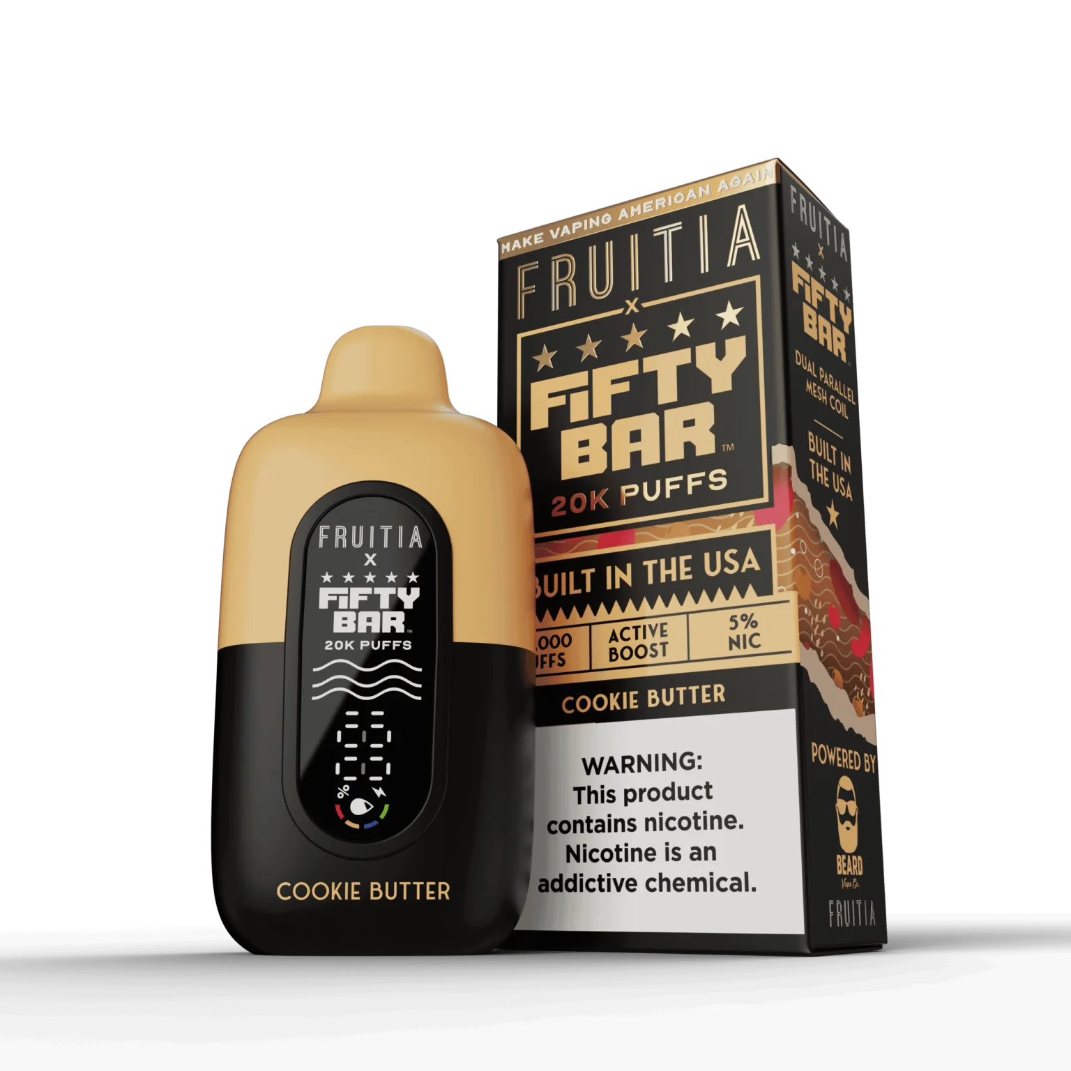 Cookie Butter Fifty Bar × Fruitia 20K disposable vape