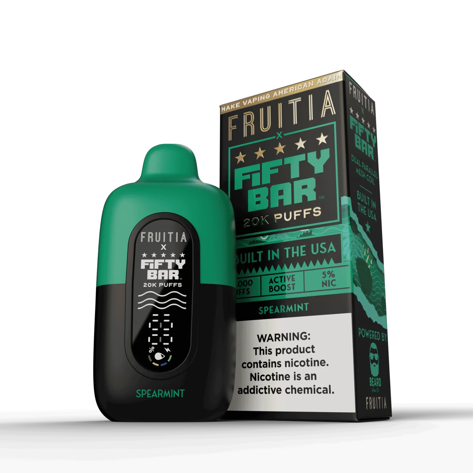 Spearmint Fifty Bar × Fruitia 20K disposable vape