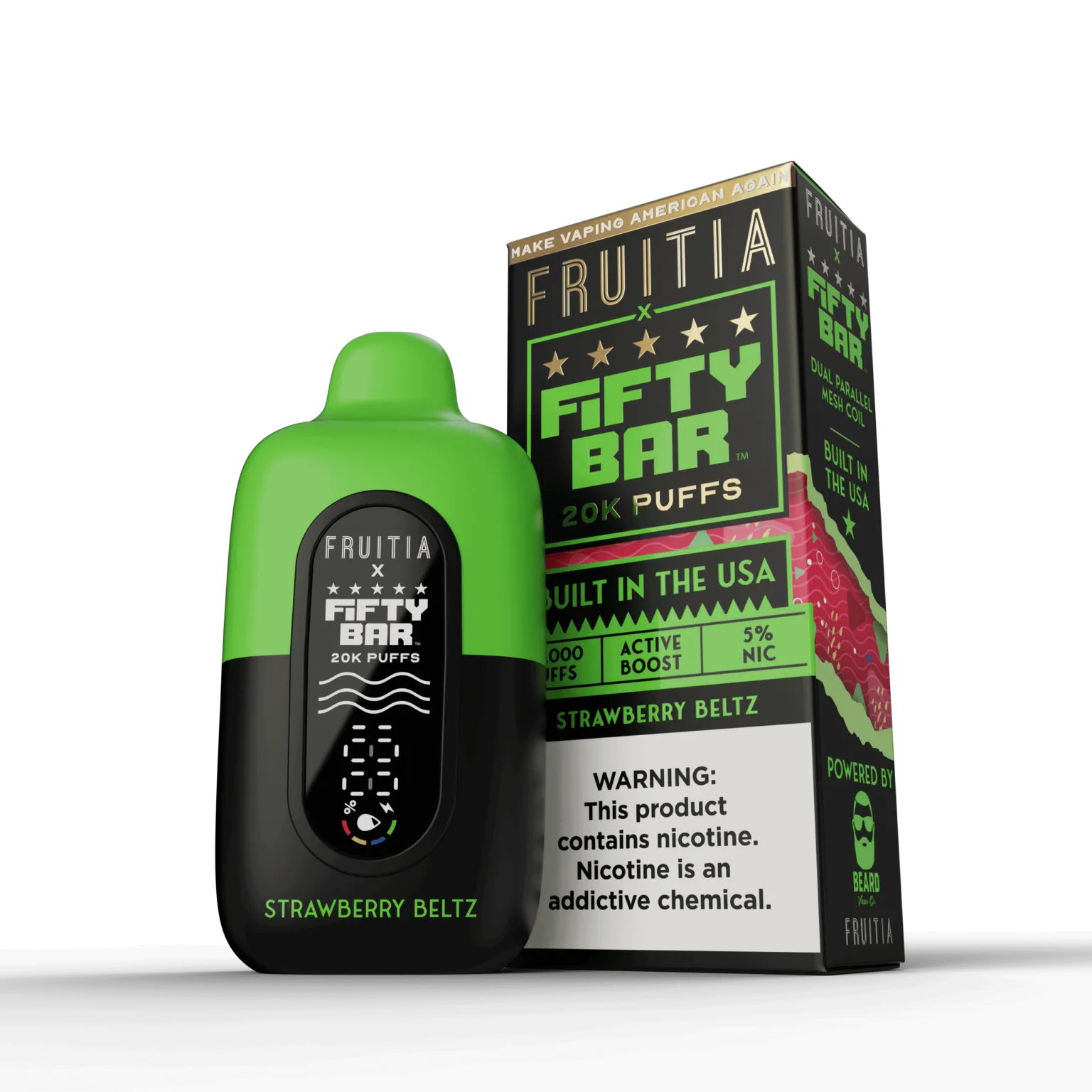 Strawberry Beltz Fifty Bar × Fruitia 20K disposable vape