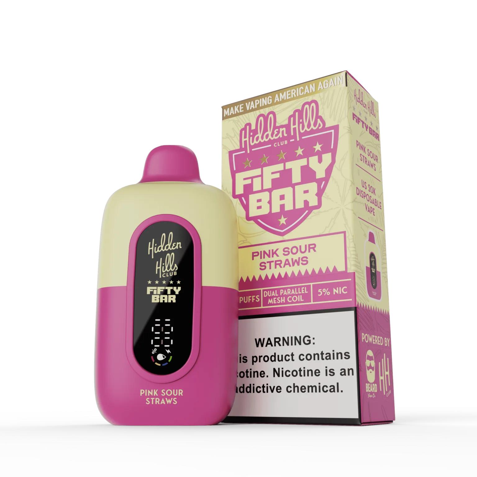 Pink Sour Straws Fifty Bar × Hidden Hills disposable vape
