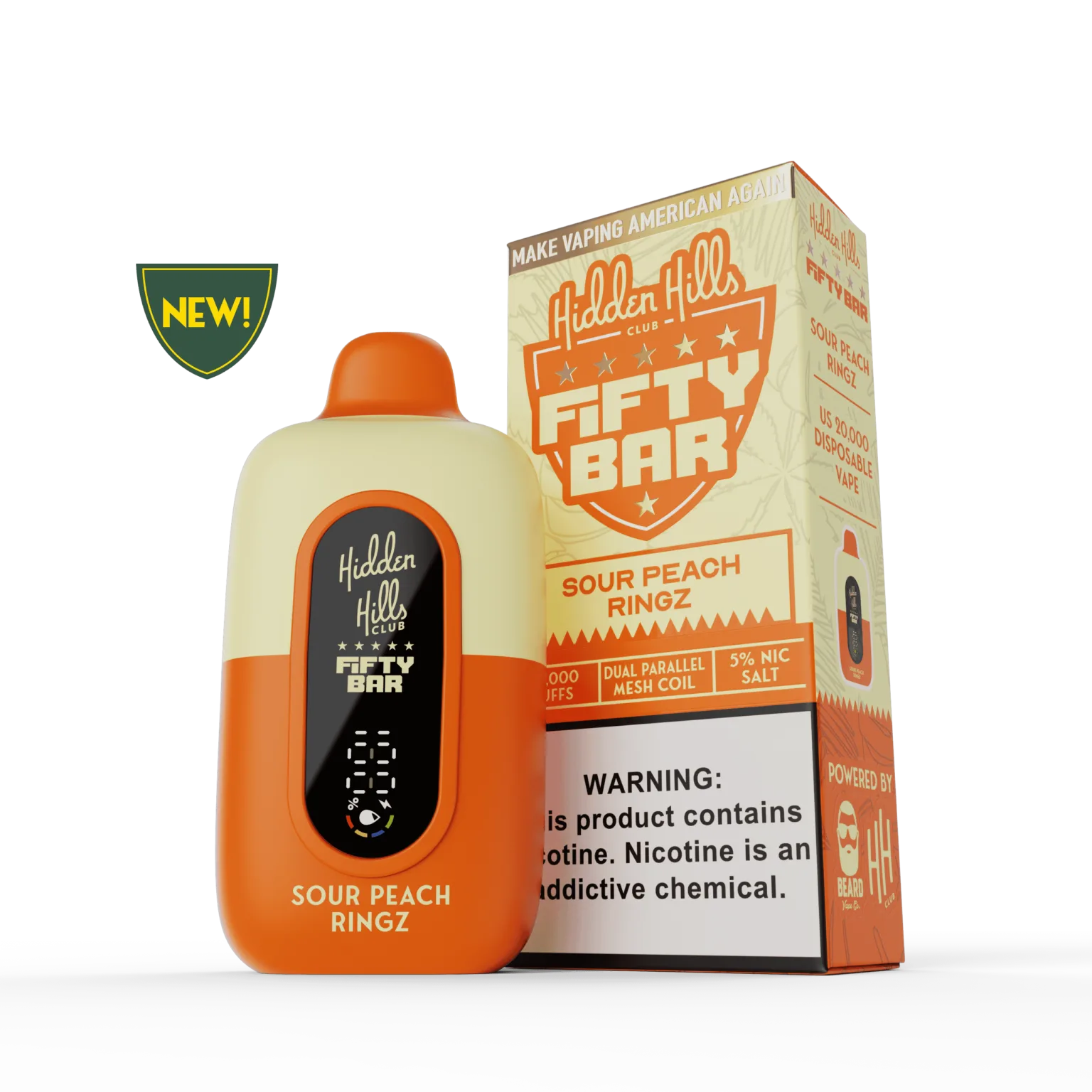 Sour Peach Ringz Fifty Bar × Hidden Hills disposable vape