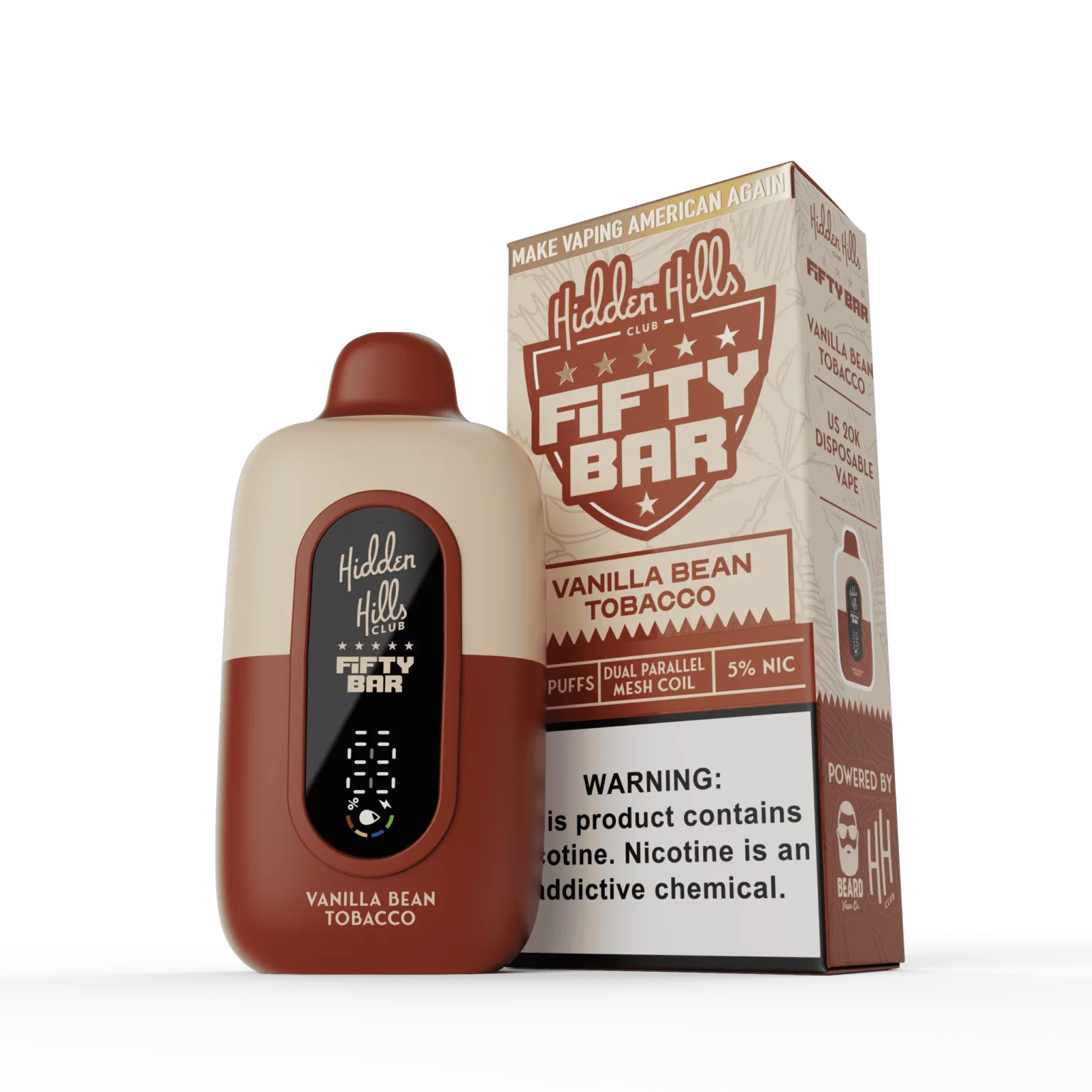 Vanilla Bean Tobacco Fifty Bar × Hidden Hills disposable vape