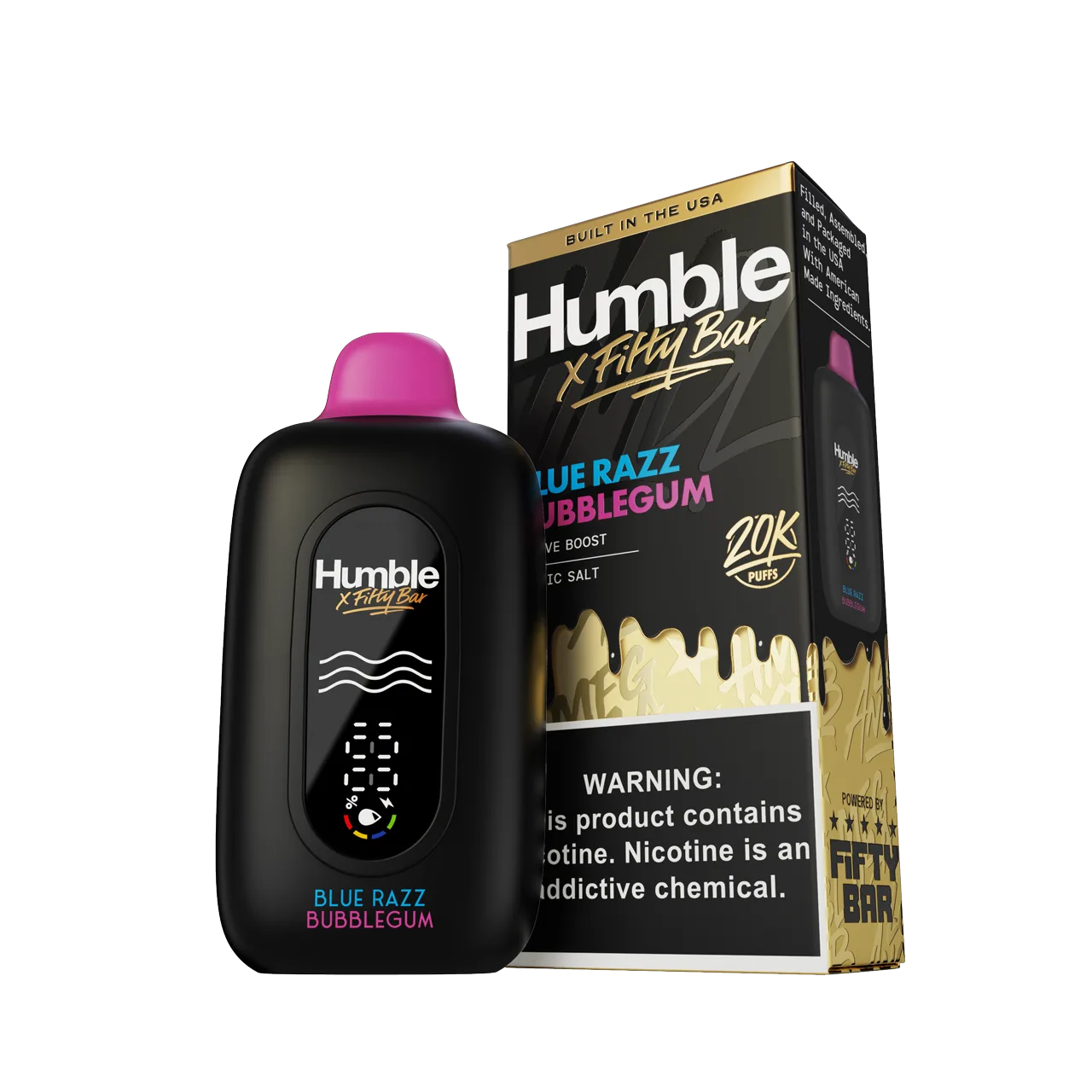 Blue Razz Bubblegum Fifty Bar × Humble disposable vape
