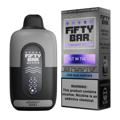 Iced Blue Rancher Fifty Bar Midnight Series disposable vape