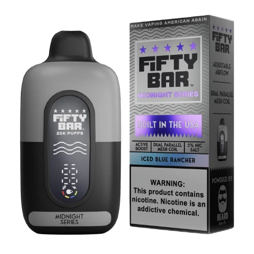Iced Blue Rancher Fifty Bar Midnight Series disposable vape
