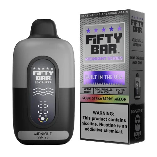 Sour Strawberry Melon Fifty Bar Midnight Series disposable vape