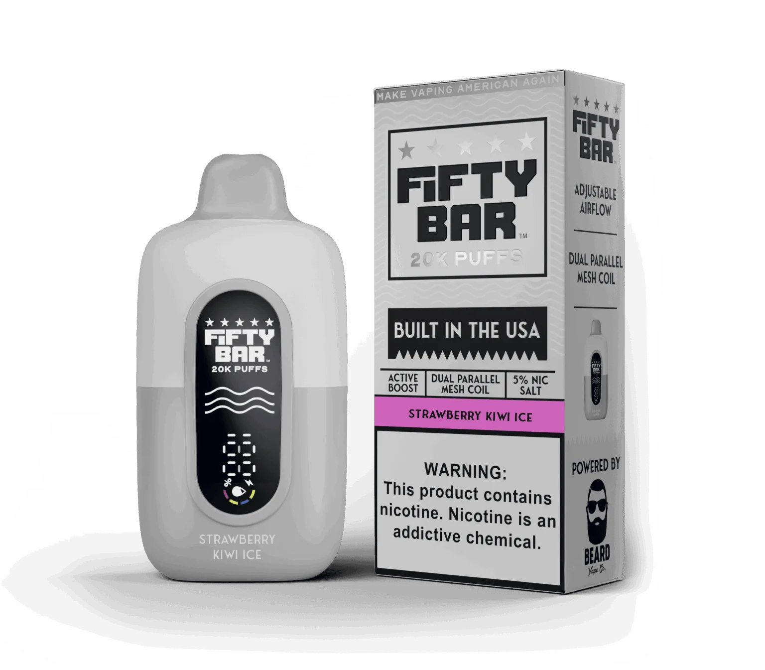 Strawberry Kiwi Ice Fifty Bar White Series disposable vape